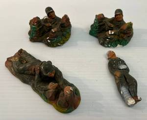 lot 215 image: Group Of J.H. Miller 1950s Chalkware U.S. Army WWII Figures Signed And Dated (Chipping Present As Expected )