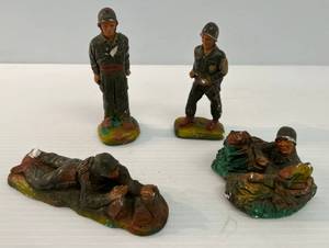 lot 216 image: Group Of J.H. Miller 1950s Chalkware U.S. Army WWII Figures Signed And Dated (Chipping Present As Expected )