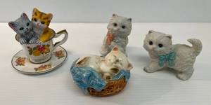 lot 219 image: Group Of Vintage Kitten Figurines Including Homco And More