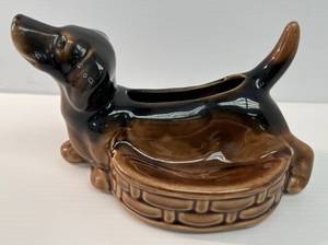 lot 220 image: Vintage Ceramic Dachshund Dog Figural Planter