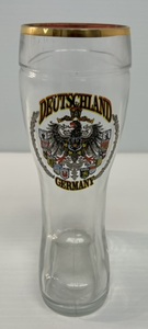 lot 224 image: German Duetschland Eagle & Flags Glass European Beer Stein Boot
