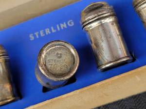 lot 101A image: Sterling Silver Bullet Salt and Pepper Shakers, set of 6