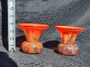 lot 6 image: WMF Ikora Red Moss Agate Glass Trumpet Vase cicra 1930
