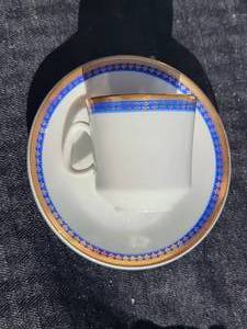 lot 190 image: Epiag Gold Clover Blue Stripe Six setting Tea set