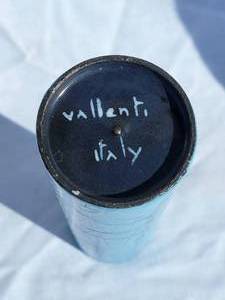 lot 21A image: MCM Vallenti Cylinder Vase  Vibrant Blue with Black Accents B