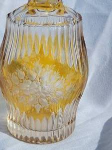 lot 113A image: Bohemian Amber Cut to Clear Glass Bottle