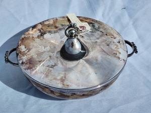 lot 107B image: Danish Silverplate Covered Serving Bowl