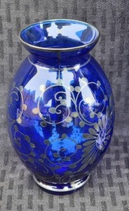 lot 132 image: Antique German Silver Fine Art Cobalt Glass Pairing - 19th Century