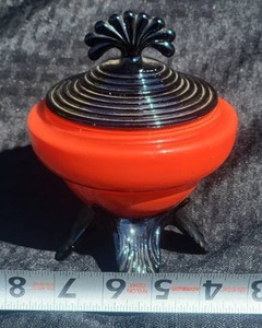 lot 110B image: Vintage Czechoslovakia Art Glass Canister - OrangeBlack