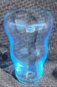 lot 112A image: Vintage Bohemia Crystal Studio Art Glass Vase - Sky Blue
