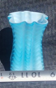 lot 158 image: Mid-Century Modern Art Glass Square Vase -  Powder Blue