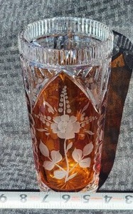 lot 134A image: Brilliant Vintage Fine Crystal Vase - Amber