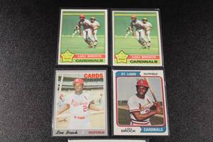 Vintage Lou Brock Baseball Card Lot  5 Cards