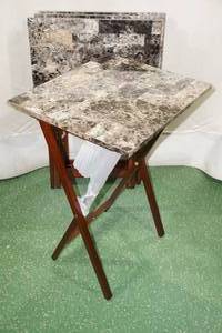 Linon Marble Style TV Tray Set -Set of 4