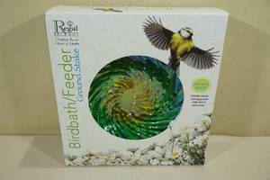 Regal BirdbathFeeder Ground Stake -Artisan Glass