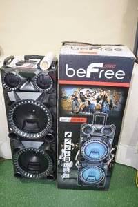 beFree Sound Bluetooth 12 Double Subwoofer Portable Party Speaker with Wireless Microphone