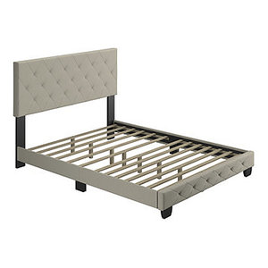 Accent Chloe Upholstered Platform Bed - Queen, Gray