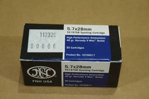 lot 75 image: 50 FNH 5.7 x 28mm 40 Gr Hornady V-Max Ammo