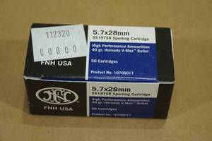 lot 77 image: 50 FNH 5.7 x 28mm 40 Gr Hornady V-Max Ammo