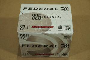 lot 85 image: 325 Federal Automatch .22 LR 40 Gr Ammo