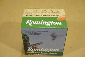 lot 96 image: 25 Remington Gun Club 20 Gauge 2-34 9 Shot Shotshells