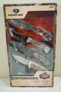 lot 115 image: Mossy Oak 4PK Variety Fixed Blade Knife Set