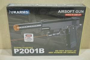 lot 130 image: UK-Arms P2001B Spring Powered Airsoft Gun with Laser