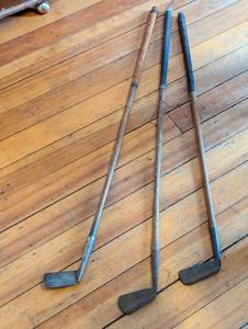 lot 72 image: Three Antique Golf Clubs