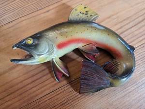 lot 96 image: Grain Belt Chalkware Brook Trout Wall-Hanging Fish
