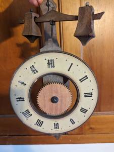 lot 98 image: Vintage Swiss Buco Baumann Wooden Gear Wall Clock