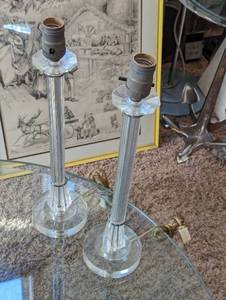 lot 185 image: Pair of Vintage Glass Candlestick Table Lamps