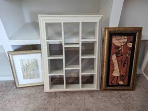Two Pieces Of Framed Art And A Window Panel