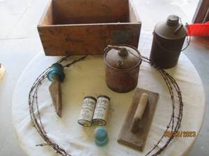 lot 279 image: Antique wood box, with antique maso...