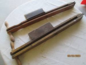lot 284 image: Pair of Antique wood and Metal hand...