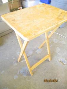 lot 35 image: Wooden folding TV table tray...