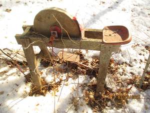 lot 23 image: Antique leg driven Grinding wheel w...