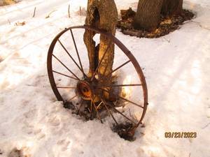 lot 39 image: Large Antique all metal tire and sp...