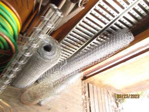 lot 57 image: Misc rolls of wire chicken fencing...