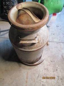lot 73 image: Vintage all metal Milk can complete...