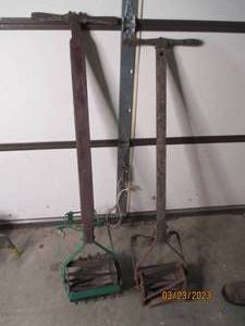 lot 13 image: (2) Antique wood and Metal Garden c...