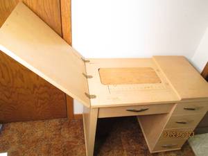 lot 157 image: Antique wooden sewing machine desk ...