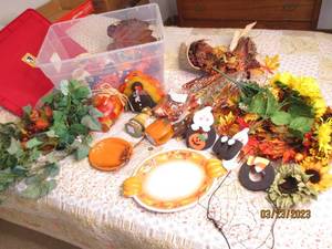 lot 179 image: Assortment of fall faux flowers, le...