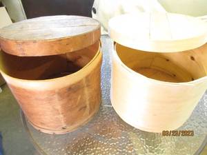 lot 211 image: 1-Vintage and 1-Modern round wooden...