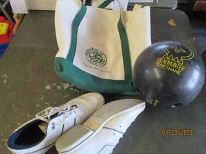 lot 235 image: Vintage Brunswick Bowling ball and ...
