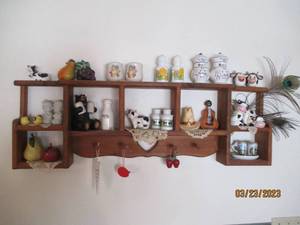 lot 246 image: Wooden multi-sectioned wall shelf w...