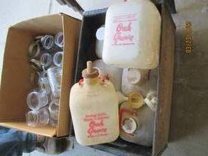 lot 261 image: Antique wooden Oak Grove Dairy Milk...