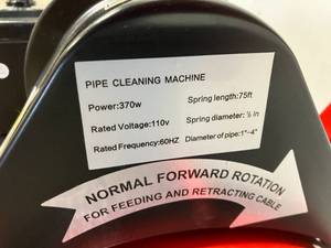 lot 9 image: Vevor 370W Portable Electric Auger Drain Cleaner Machine 75 ft x 12 inch