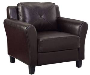 lot 2 image: Lifestyle Solutions Romeo Java Faux Leather Upholstered Armchair with Rolled Arms