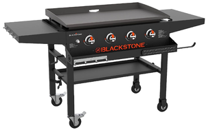 lot 41 image: Blackstone 1984 Original 36 Inch Front Shelf, Side Shelf & Magnetic Strip Heavy Duty Flat Top Griddle Grill Station