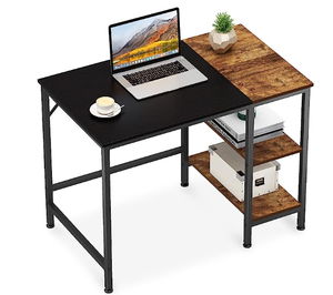 lot 44 image: JOISCOPE Home Office Computer Desk,Small Study Writing Desk with Wooden Storage Shelf,2-Tier Industrial Morden Laptop Table with Splice Board,40 inches(Black Oak Finish)
